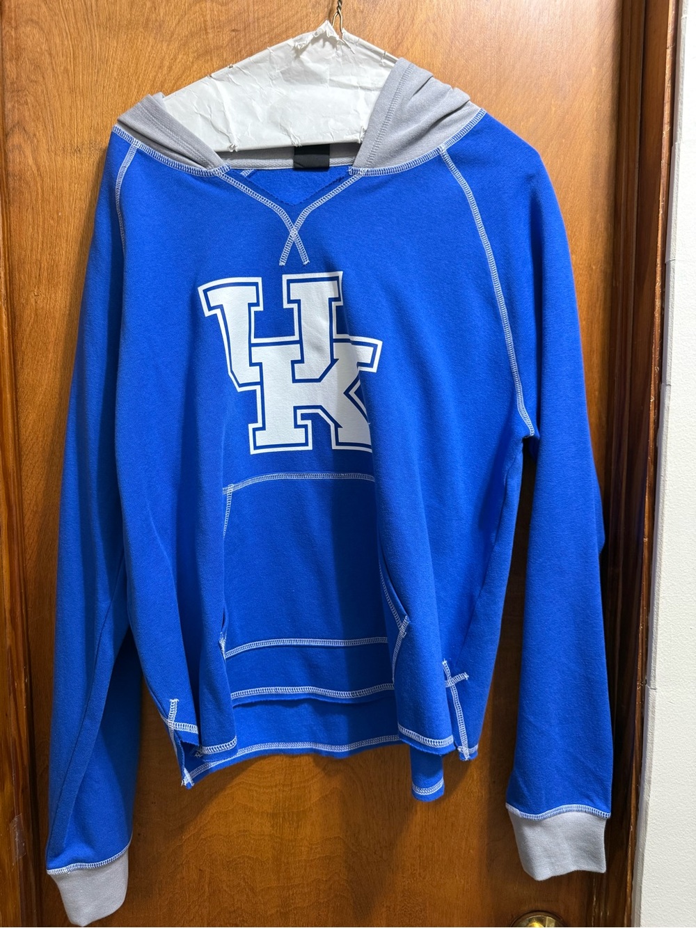 Logo Athletic Women's Royal Blue Hoodie with Gray Trim and White UK Logo